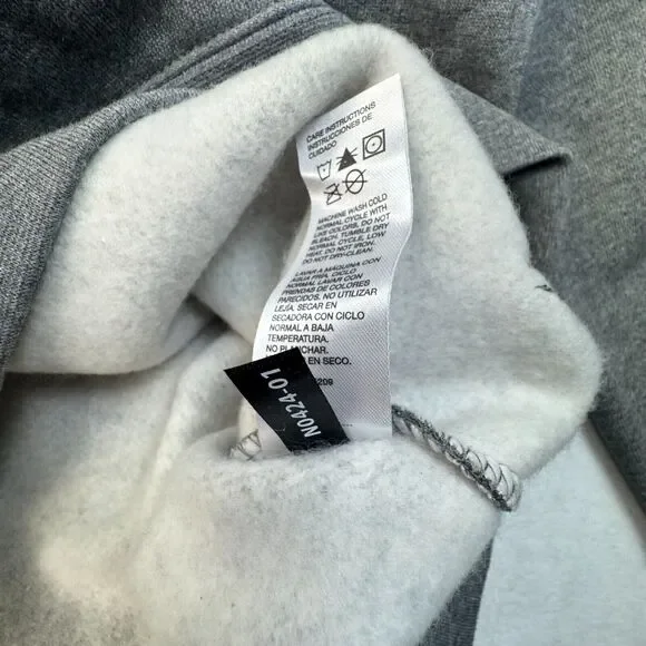 CAT Men Sz M Gray Sweatshirt Kangaroo Pocket Adjustable 3Piece Hood Black Logo - Picture 7 of 9